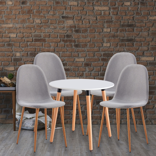 Juego de Comedor Redondo de 4 Sillas Blanco