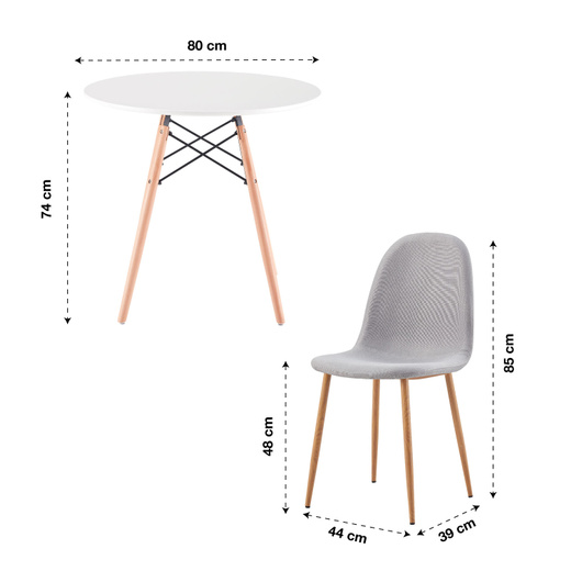 Juego de Comedor Redondo de 4 Sillas Blanco
