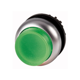 Botón luminoso saliente con enclavamiento, verde