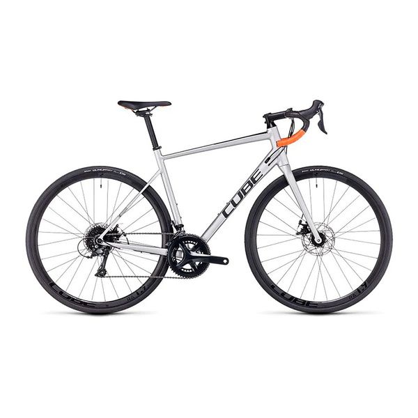 Bicicleta Ruta Cube Attain Pro Silver N Orange