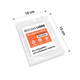 Pack 100 bolsas vacío lisas económicas 10x15 cms. - 80 micras (solo envasado, no cocción)