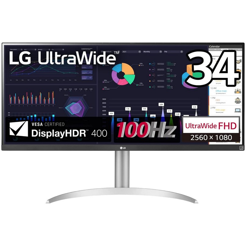 MONITOR LG 34WQ650-W  ULTRAPANORAMICO 21:9 ULTRAWIDE  2560X1080  100HZ HDMI DP USBC HDR10 NUEVO