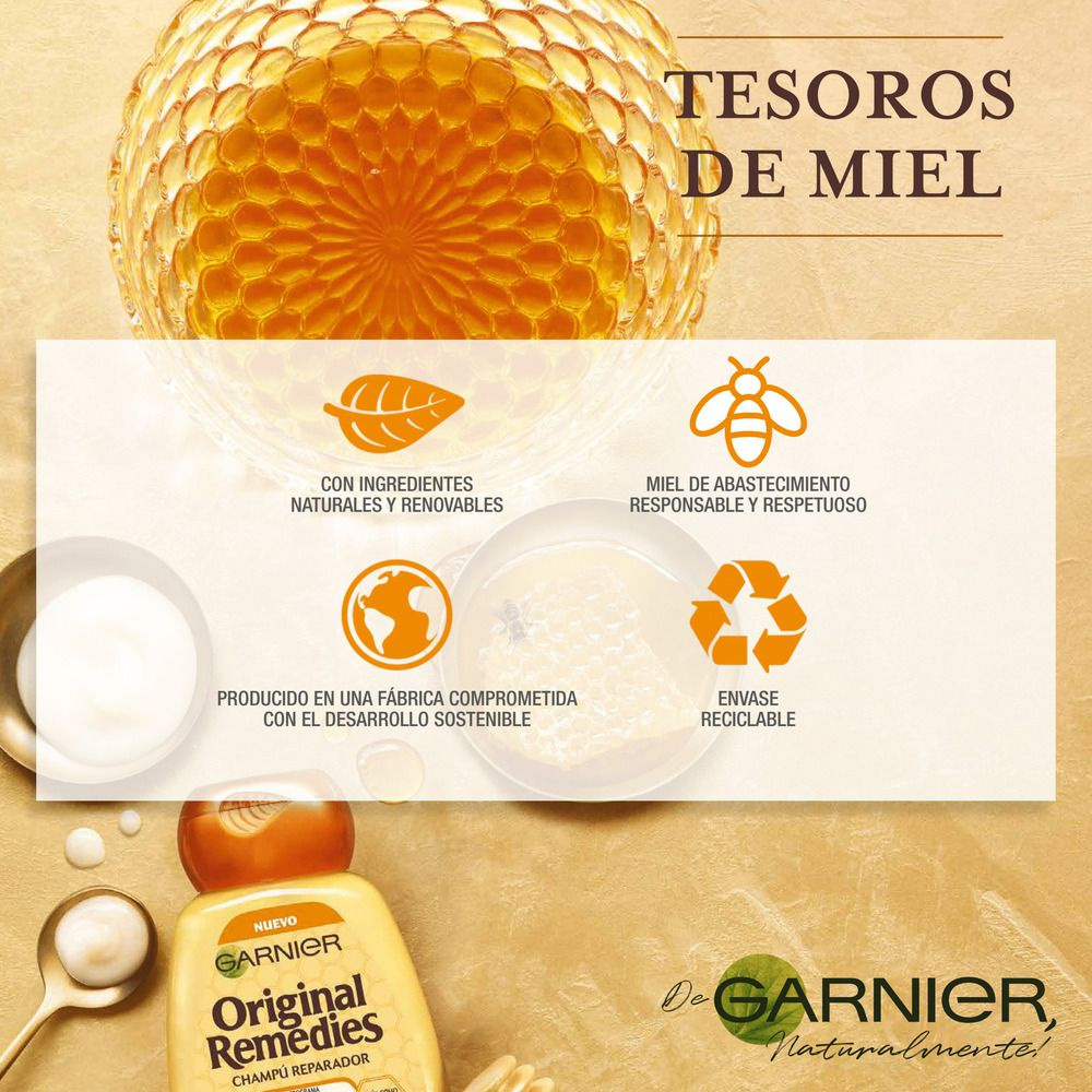 Liqui Garnier Original Remedies Shampoo Frasco Tesoros De Miel 300 Ml