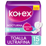 Kotex Toalla Nocturna Ultrafina Malla Con Alas X 15