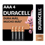 Duracell Pilas Alcalinas AAA de Larga Duración - Pack de 4 Unidades