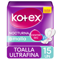 Kotex Toalla Nocturna Ultrafina Malla Con Alas X 15