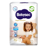 Pañales de Bebé Babysec Super Premium 14un XG 