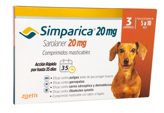 SIMPARICA 3 TABLETAS PARA PERROS DE 5 A 10 KG - Maskoticas.cl